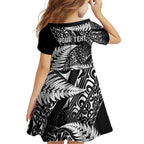 New Zealand Rugby Pacific Personalised Family Matching Puletasi and Hawaiian Shirt All Black Maori Pasifika Fern Pattern
