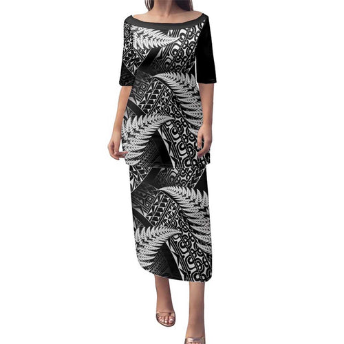 New Zealand Rugby Pacific Personalised Family Matching Puletasi and Hawaiian Shirt All Black Maori Pasifika Fern Pattern