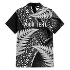 New Zealand Rugby Pacific Personalised Family Matching Short Sleeve Bodycon Dress and Hawaiian Shirt All Black Maori Pasifika Fern Pattern