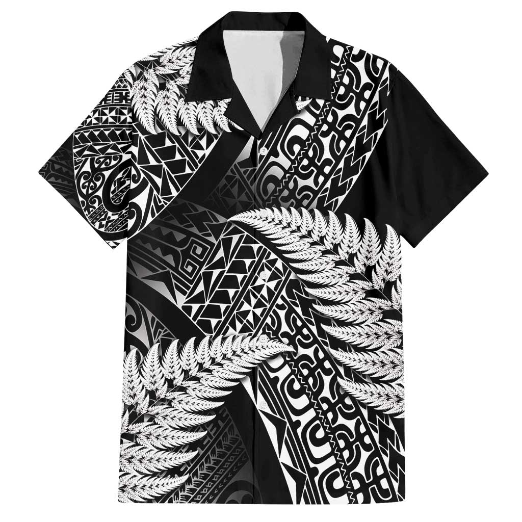 New Zealand Rugby Pacific Personalised Family Matching Tank Maxi Dress and Hawaiian Shirt All Black Maori Pasifika Fern Pattern