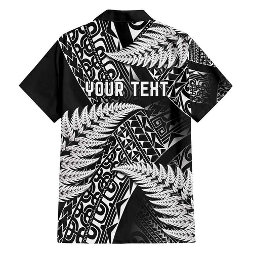 New Zealand Rugby Pacific Personalised Family Matching Tank Maxi Dress and Hawaiian Shirt All Black Maori Pasifika Fern Pattern
