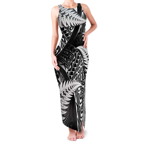 New Zealand Rugby Pacific Personalised Family Matching Tank Maxi Dress and Hawaiian Shirt All Black Maori Pasifika Fern Pattern