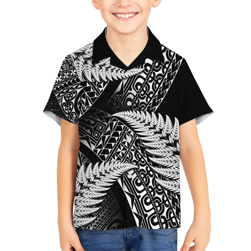 New Zealand Rugby Pacific Personalised Family Matching Tank Maxi Dress and Hawaiian Shirt All Black Maori Pasifika Fern Pattern