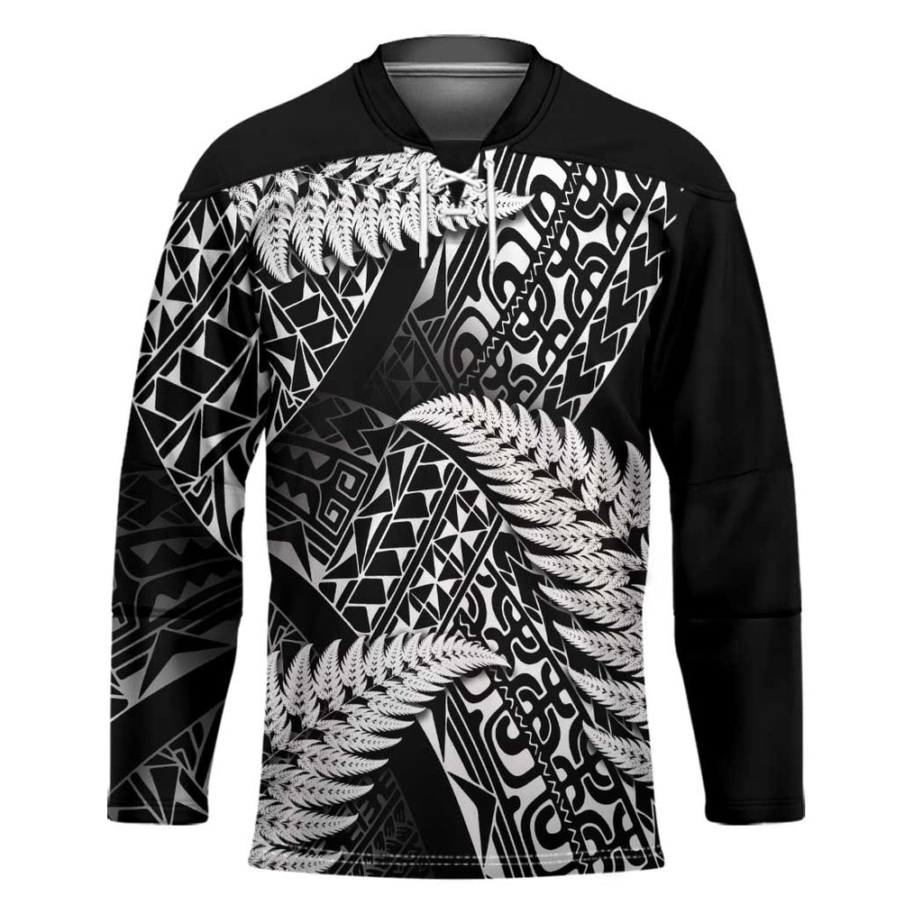 New Zealand Rugby Pacific Personalised Hockey Jersey All Black Maori Pasifika Fern Pattern - Aussie Hoodie