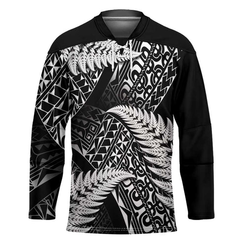 New Zealand Rugby Pacific Personalised Hockey Jersey All Black Maori Pasifika Fern Pattern - Aussie Hoodie