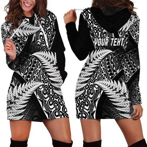 New Zealand Rugby Pacific Personalised Hoodie Dress All Black Maori Pasifika Fern Pattern