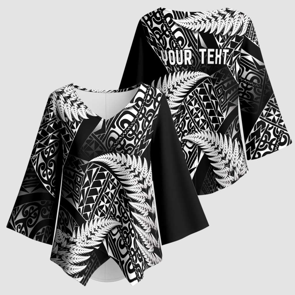 New Zealand Rugby Pacific Personalised Kimono Sleeve Blouse All Black Maori Pasifika Fern Pattern - Aussie Hoodie