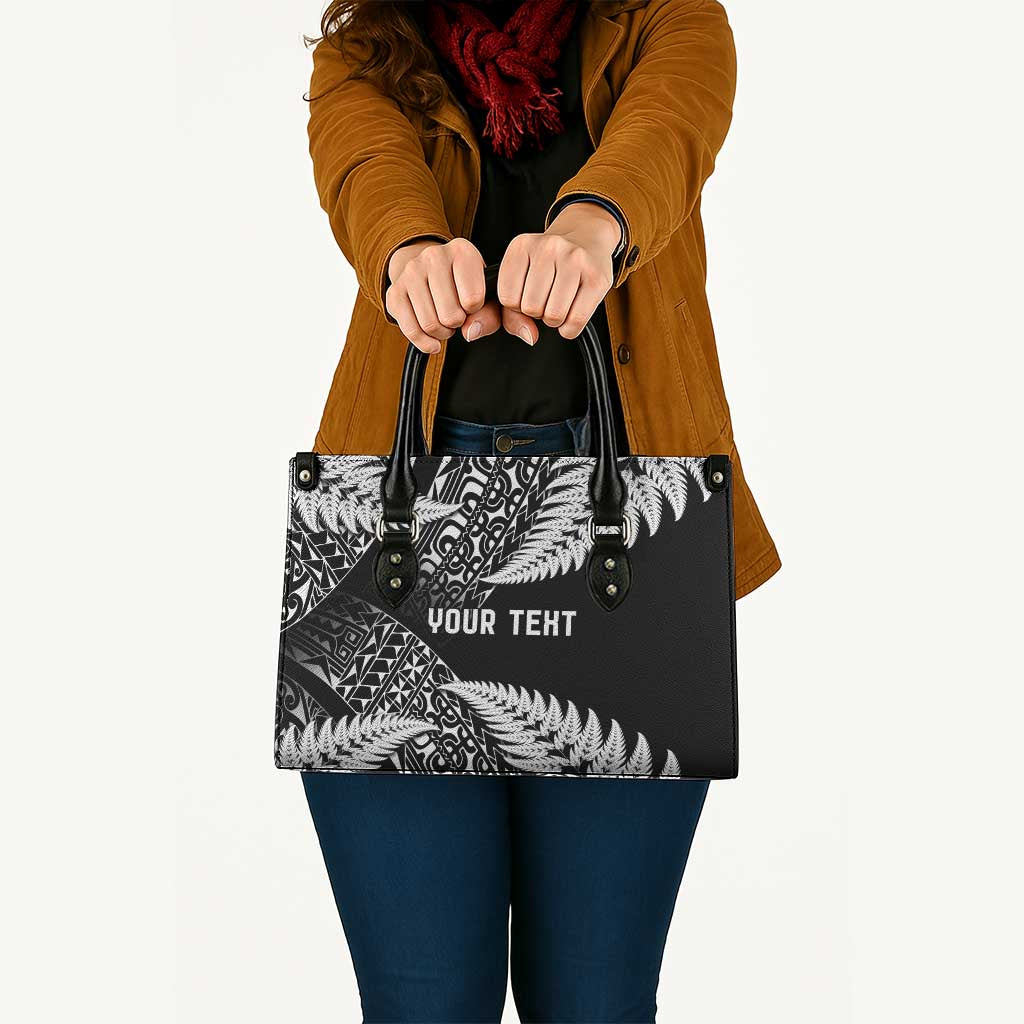New Zealand Rugby Pacific Personalised Leather Bag All Black Maori Pasifika Fern Pattern - Aussie Hoodie