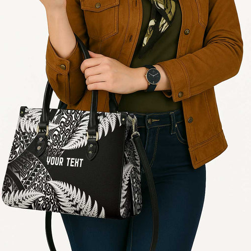 New Zealand Rugby Pacific Personalised Leather Bag All Black Maori Pasifika Fern Pattern - Aussie Hoodie