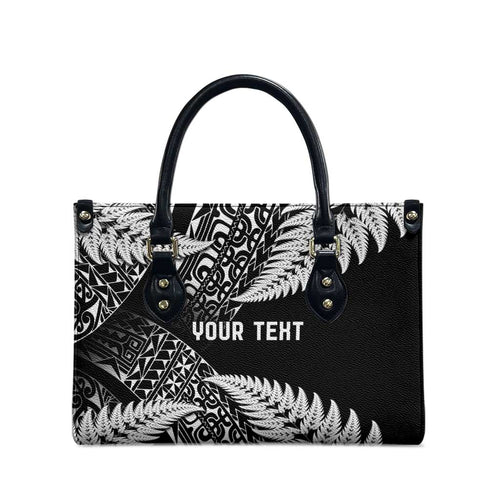 New Zealand Rugby Pacific Personalised Leather Bag All Black Maori Pasifika Fern Pattern - Aussie Hoodie