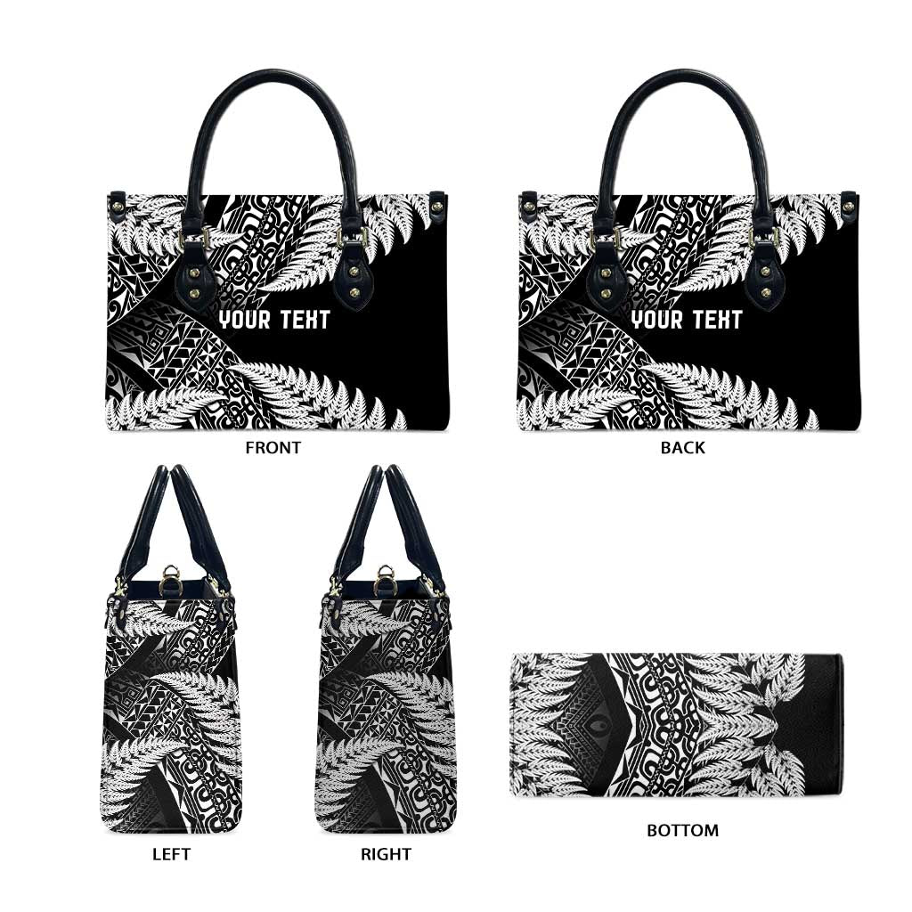 New Zealand Rugby Pacific Personalised Leather Bag All Black Maori Pasifika Fern Pattern - Aussie Hoodie