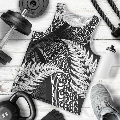 New Zealand Rugby Pacific Personalised Men Tank Top All Black Maori Pasifika Fern Pattern