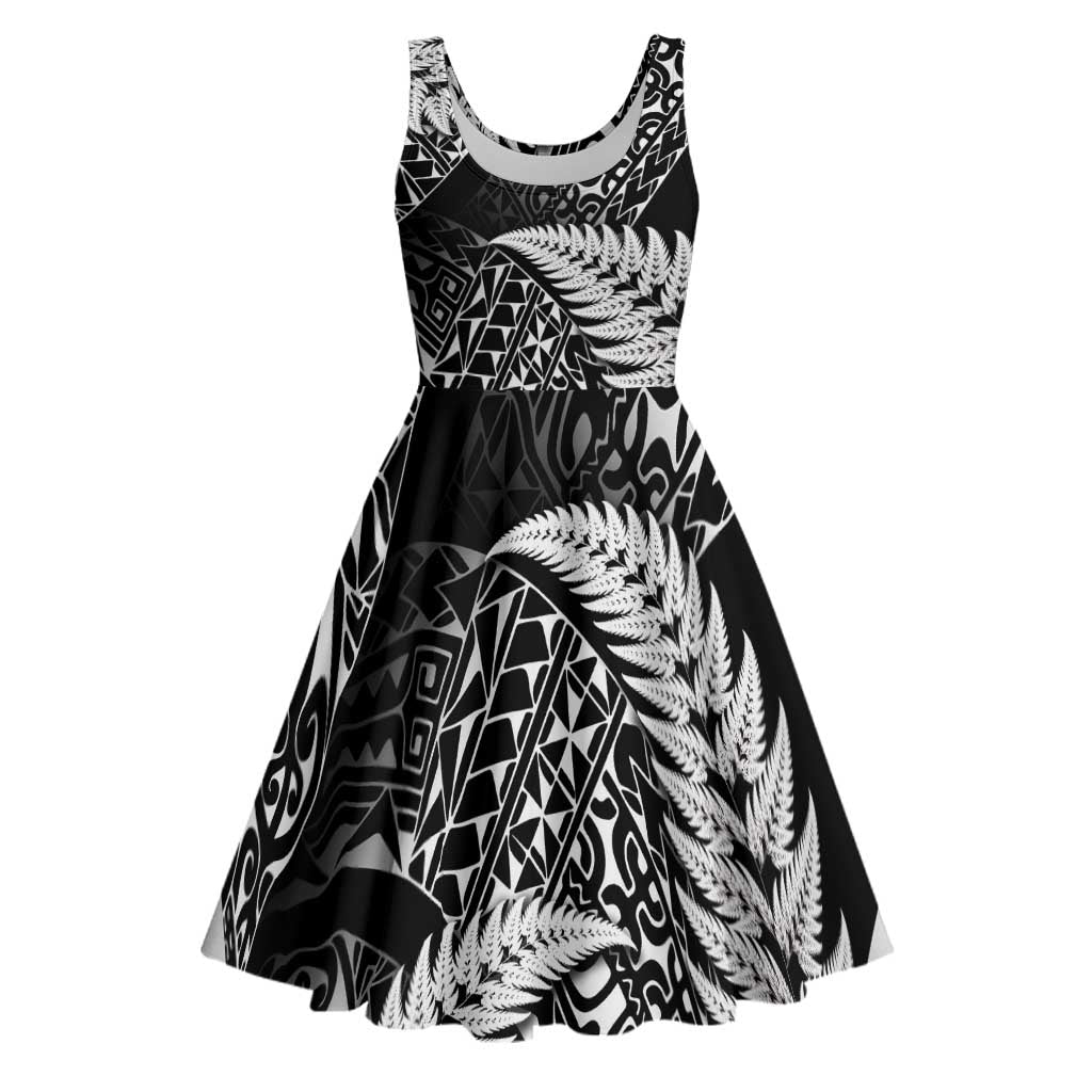 New Zealand Rugby Pacific Personalised Midi Dress All Black Maori Pasifika Fern Pattern - Aussie Hoodie