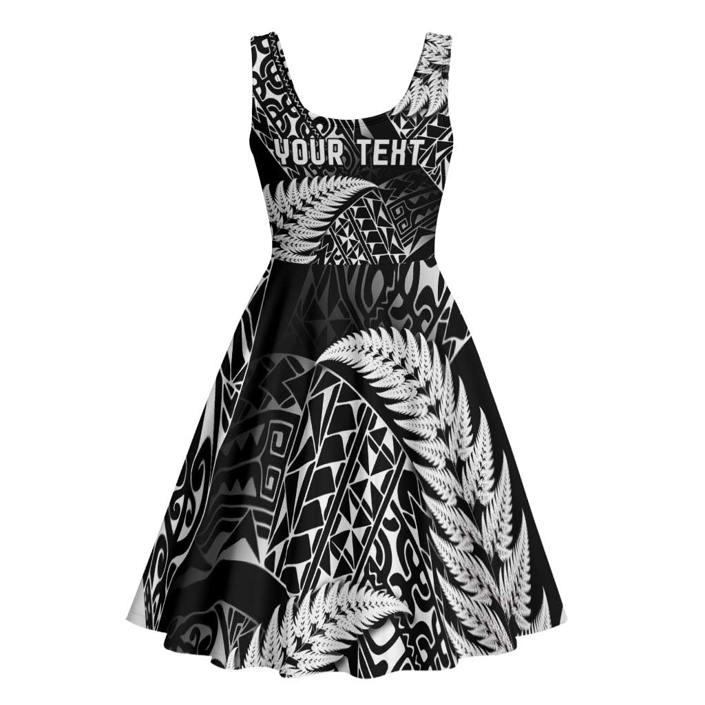 New Zealand Rugby Pacific Personalised Midi Dress All Black Maori Pasifika Fern Pattern - Aussie Hoodie