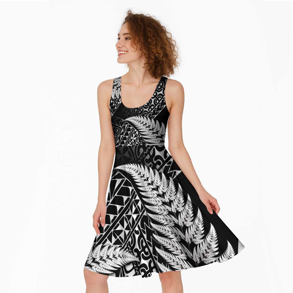 New Zealand Rugby Pacific Personalised Midi Dress All Black Maori Pasifika Fern Pattern - Aussie Hoodie