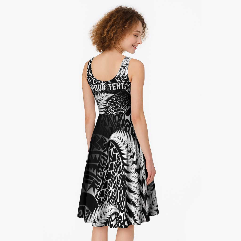 New Zealand Rugby Pacific Personalised Midi Dress All Black Maori Pasifika Fern Pattern - Aussie Hoodie
