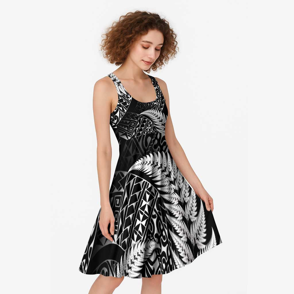 New Zealand Rugby Pacific Personalised Midi Dress All Black Maori Pasifika Fern Pattern - Aussie Hoodie