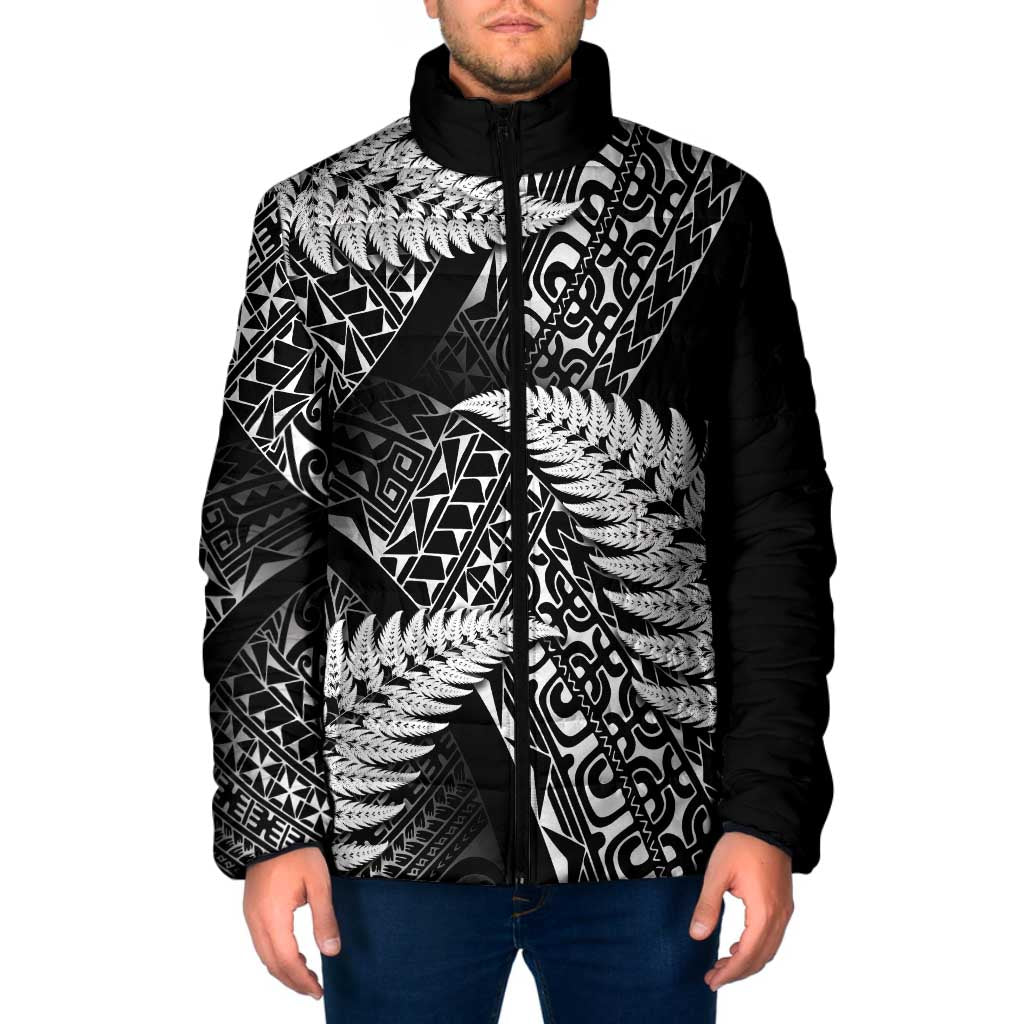 New Zealand Rugby Pacific Personalised Padded Jacket All Black Maori Pasifika Fern Pattern - Aussie Hoodie