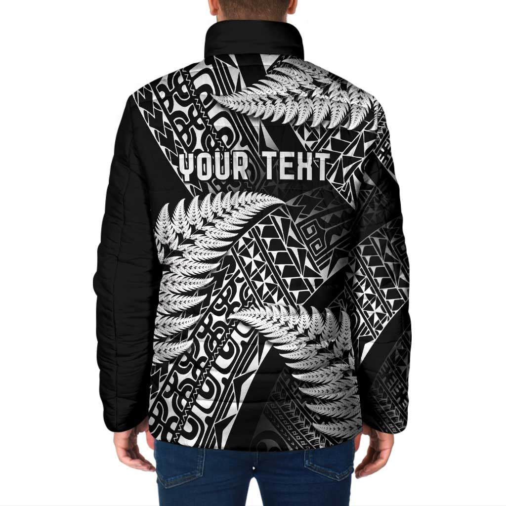 New Zealand Rugby Pacific Personalised Padded Jacket All Black Maori Pasifika Fern Pattern - Aussie Hoodie