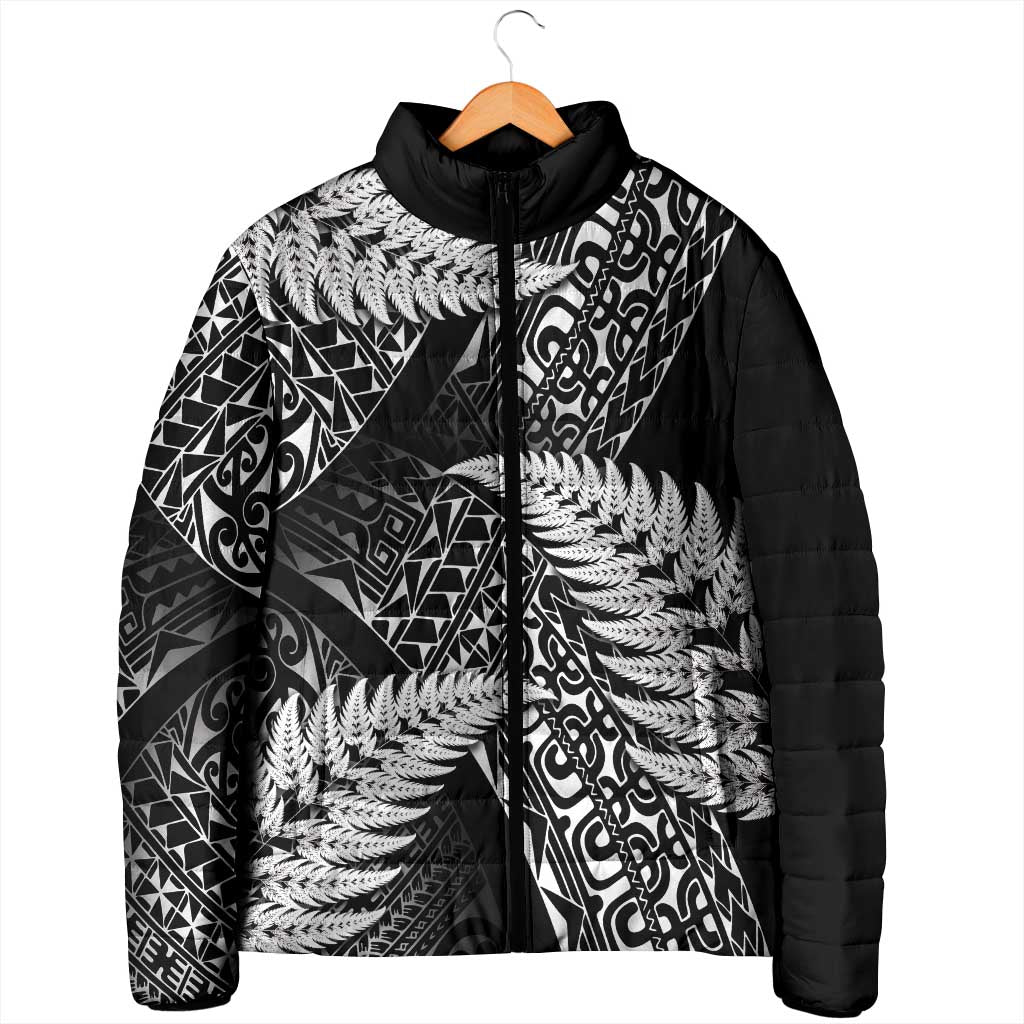 New Zealand Rugby Pacific Personalised Padded Jacket All Black Maori Pasifika Fern Pattern - Aussie Hoodie