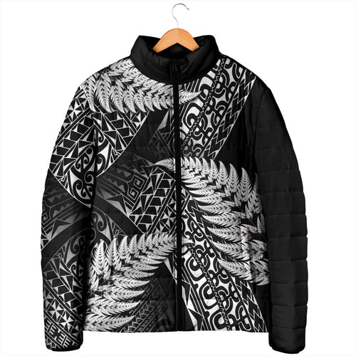 New Zealand Rugby Pacific Personalised Padded Jacket All Black Maori Pasifika Fern Pattern - Aussie Hoodie