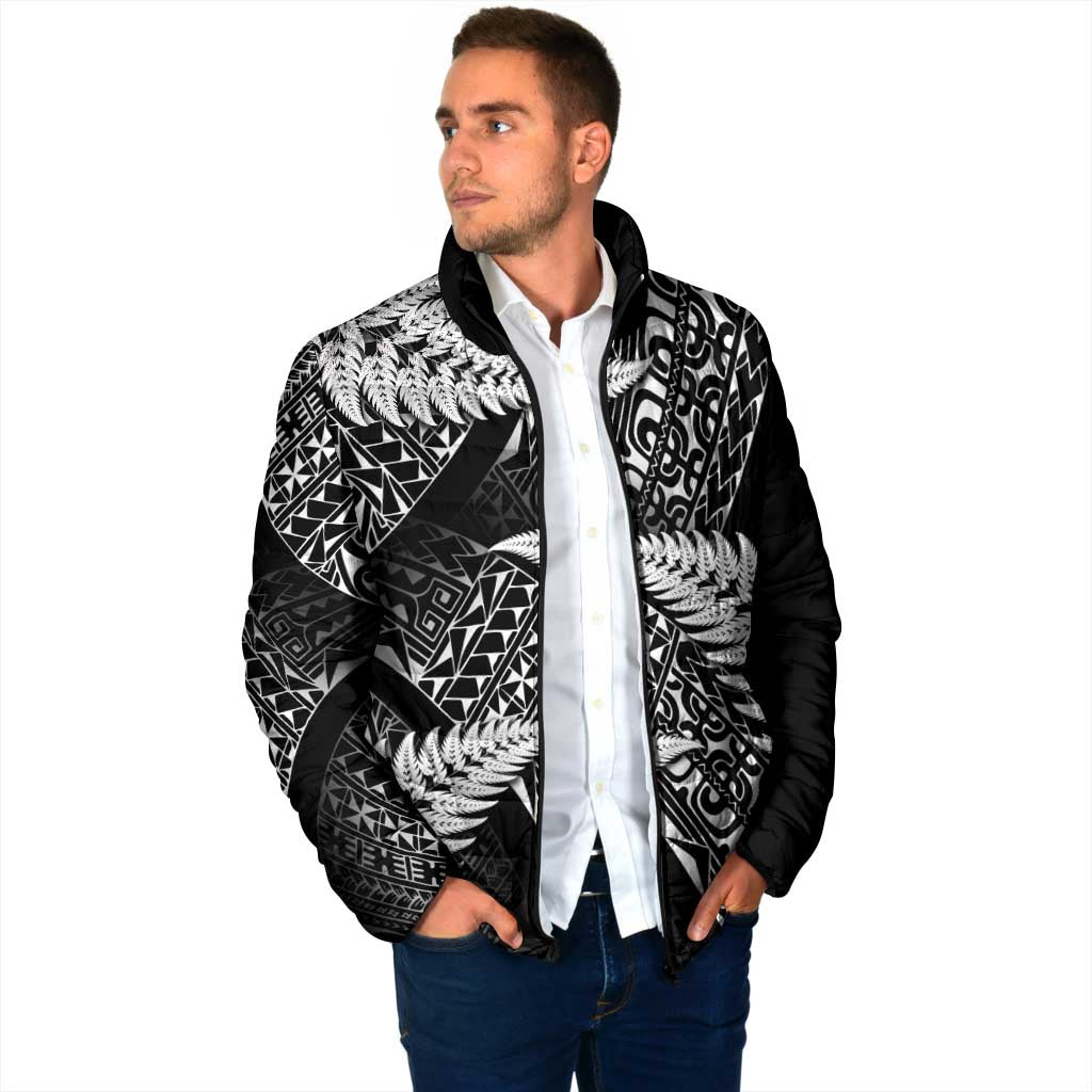 New Zealand Rugby Pacific Personalised Padded Jacket All Black Maori Pasifika Fern Pattern - Aussie Hoodie