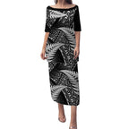 New Zealand Rugby Pacific Personalised Puletasi All Black Maori Pasifika Fern Pattern