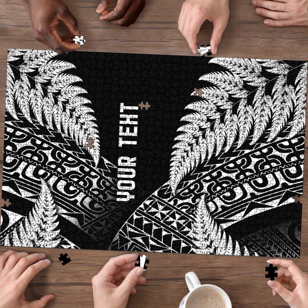 New Zealand Rugby Pacific Personalised Puzzle All Black Maori Pasifika Fern Pattern - Aussie Hoodie