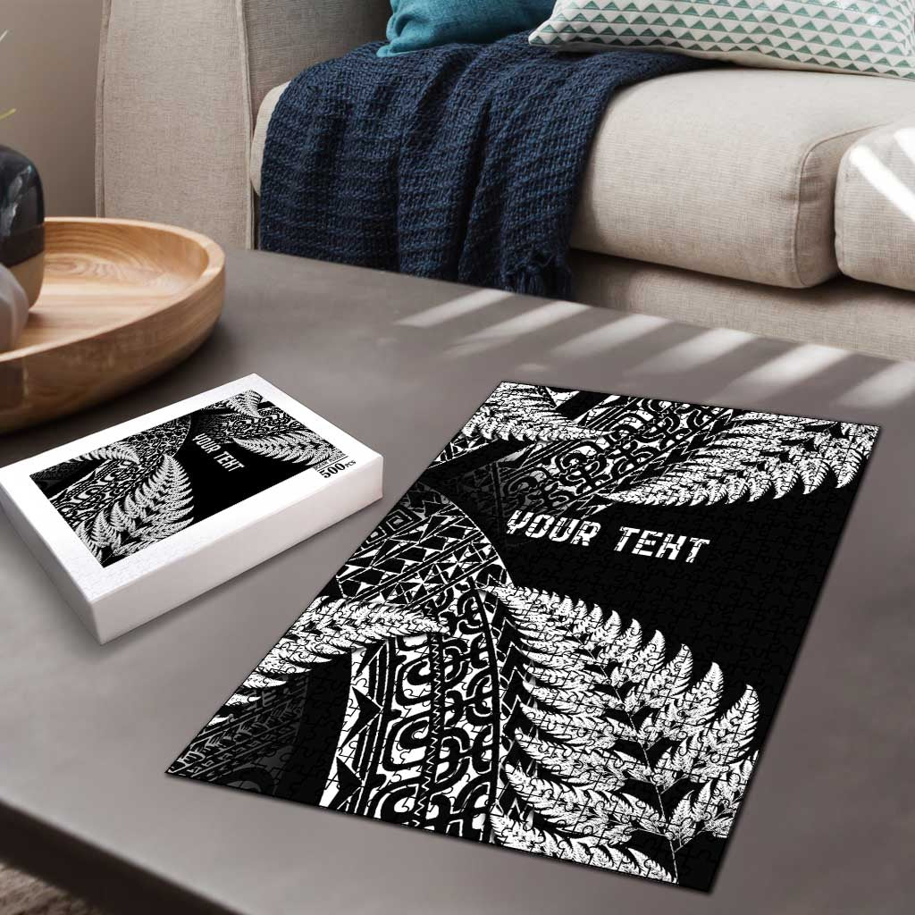 New Zealand Rugby Pacific Personalised Puzzle All Black Maori Pasifika Fern Pattern - Aussie Hoodie