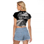 New Zealand Rugby Pacific Personalised Raglan Cropped T Shirt All Black Maori Pasifika Fern Pattern