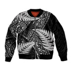 New Zealand Rugby Pacific Personalised Sleeve Zip Bomber Jacket All Black Maori Pasifika Fern Pattern