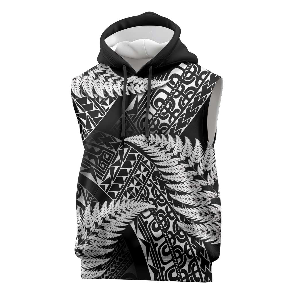 New Zealand Rugby Pacific Personalised Sleeveless Hoodie All Black Maori Pasifika Fern Pattern - Aussie Hoodie