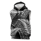 New Zealand Rugby Pacific Personalised Sleeveless Hoodie All Black Maori Pasifika Fern Pattern - Aussie Hoodie