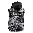 New Zealand Rugby Pacific Personalised Sleeveless Hoodie All Black Maori Pasifika Fern Pattern - Aussie Hoodie