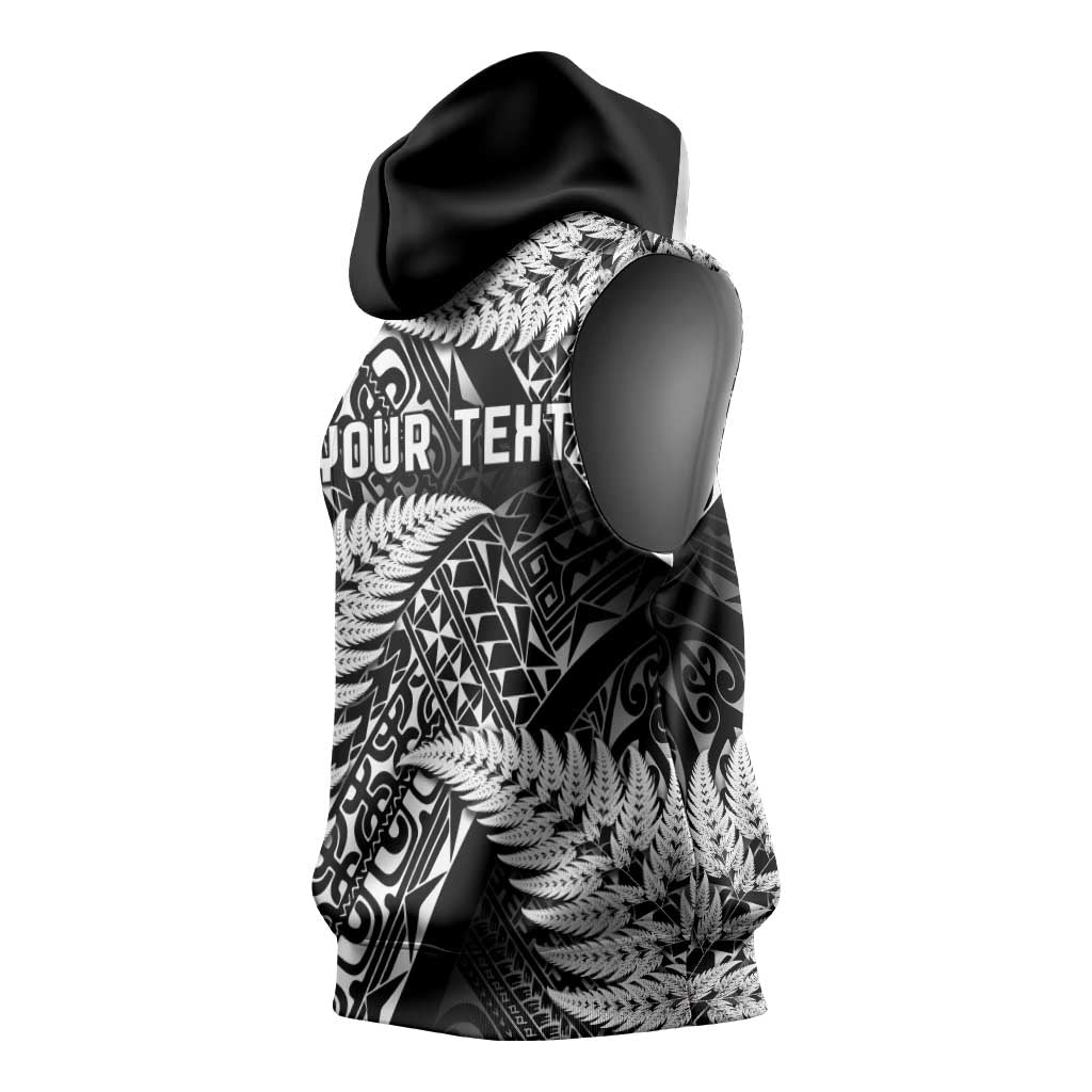 New Zealand Rugby Pacific Personalised Sleeveless Hoodie All Black Maori Pasifika Fern Pattern - Aussie Hoodie