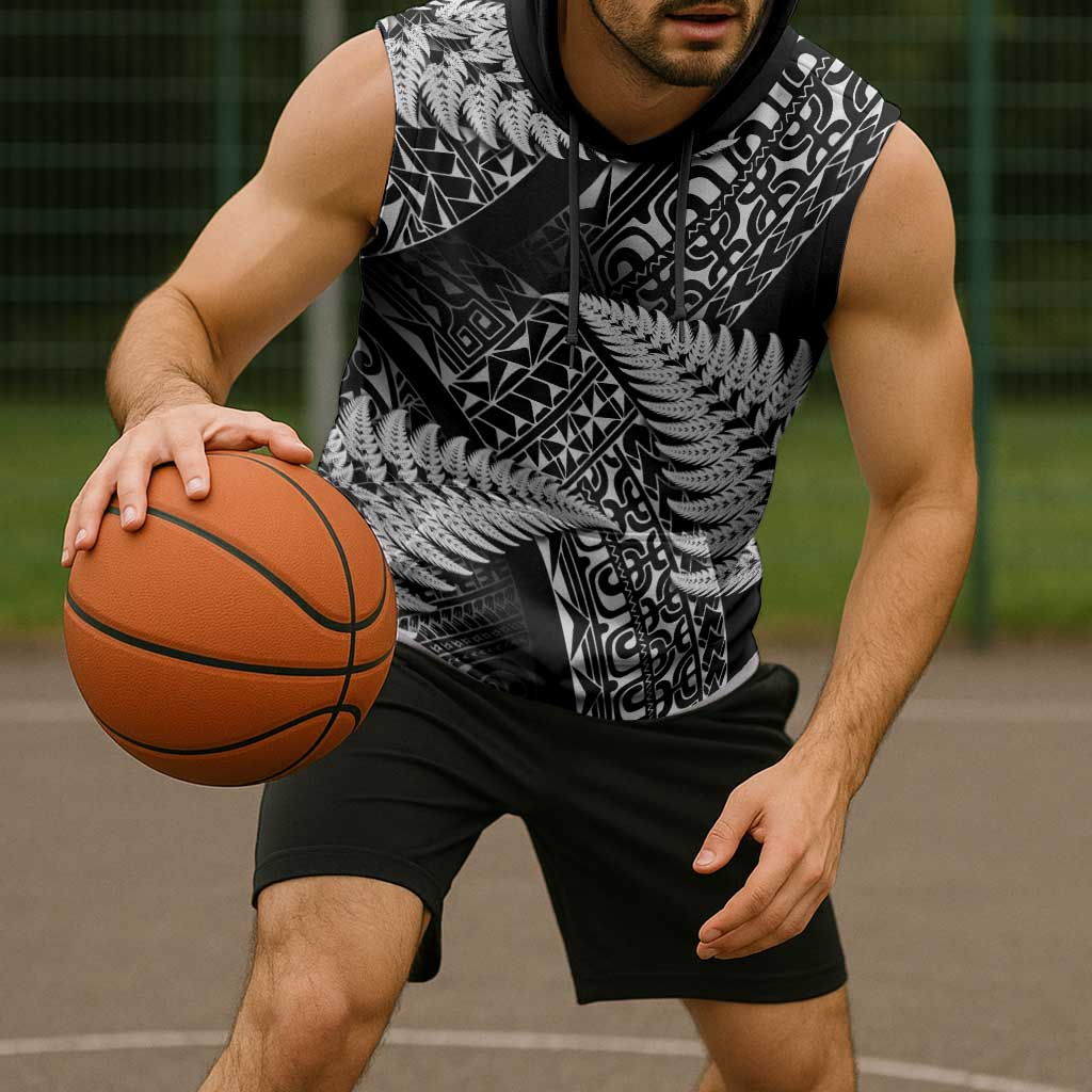 New Zealand Rugby Pacific Personalised Sleeveless Hoodie All Black Maori Pasifika Fern Pattern - Aussie Hoodie