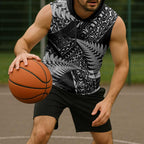 New Zealand Rugby Pacific Personalised Sleeveless Hoodie All Black Maori Pasifika Fern Pattern - Aussie Hoodie