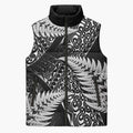 New Zealand Rugby Pacific Personalised Sleeveless Puffer Jacket All Black Maori Pasifika Fern Pattern - Aussie Hoodie