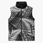 New Zealand Rugby Pacific Personalised Sleeveless Puffer Jacket All Black Maori Pasifika Fern Pattern - Aussie Hoodie