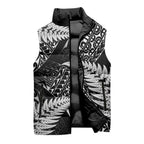 New Zealand Rugby Pacific Personalised Sleeveless Puffer Jacket All Black Maori Pasifika Fern Pattern - Aussie Hoodie