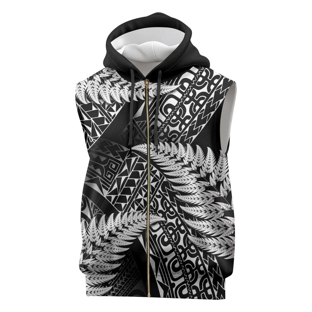 New Zealand Rugby Pacific Personalised Sleeveless Zip Hoodie All Black Maori Pasifika Fern Pattern - Aussie Hoodie