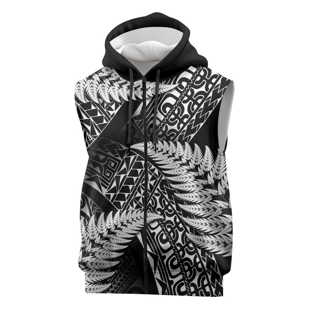New Zealand Rugby Pacific Personalised Sleeveless Zip Hoodie All Black Maori Pasifika Fern Pattern LT9