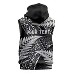 New Zealand Rugby Pacific Personalised Sleeveless Zip Hoodie All Black Maori Pasifika Fern Pattern LT9