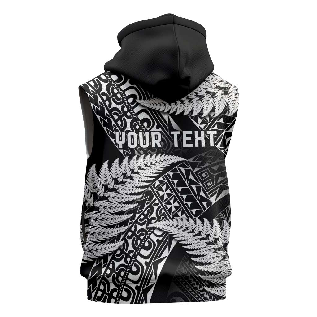 New Zealand Rugby Pacific Personalised Sleeveless Zip Hoodie All Black Maori Pasifika Fern Pattern - Aussie Hoodie
