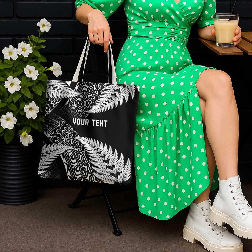New Zealand Rugby Pacific Personalised Tote Bag All Black Maori Pasifika Fern Pattern - Aussie Hoodie