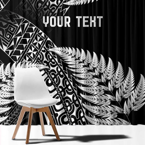 New Zealand Rugby Pacific Personalised Window Curtain All Black Maori Pasifika Fern Pattern