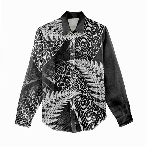 New Zealand Rugby Pacific Personalised Women Casual Shirt All Black Maori Pasifika Fern Pattern
