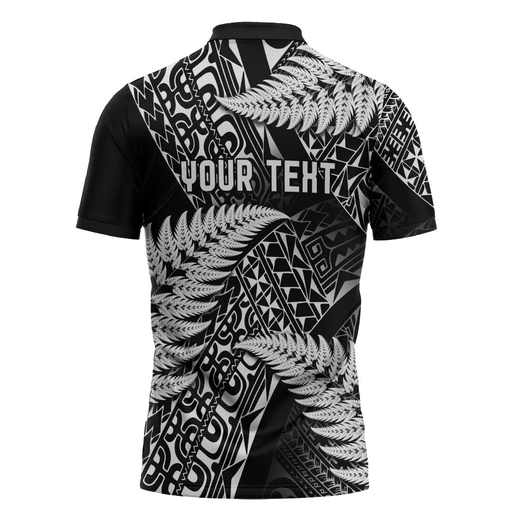 New Zealand Rugby Pacific Personalised Zipper Polo Shirt All Black Maori Pasifika Fern Pattern - Aussie Hoodie