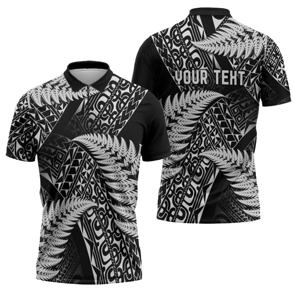 New Zealand Rugby Pacific Personalised Zipper Polo Shirt All Black Maori Pasifika Fern Pattern - Aussie Hoodie