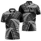 New Zealand Rugby Pacific Personalised Zipper Polo Shirt All Black Maori Pasifika Fern Pattern - Aussie Hoodie